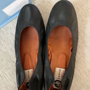 Lanvin Leather Flats, Black